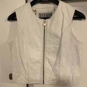 White Vintage Leather Vest